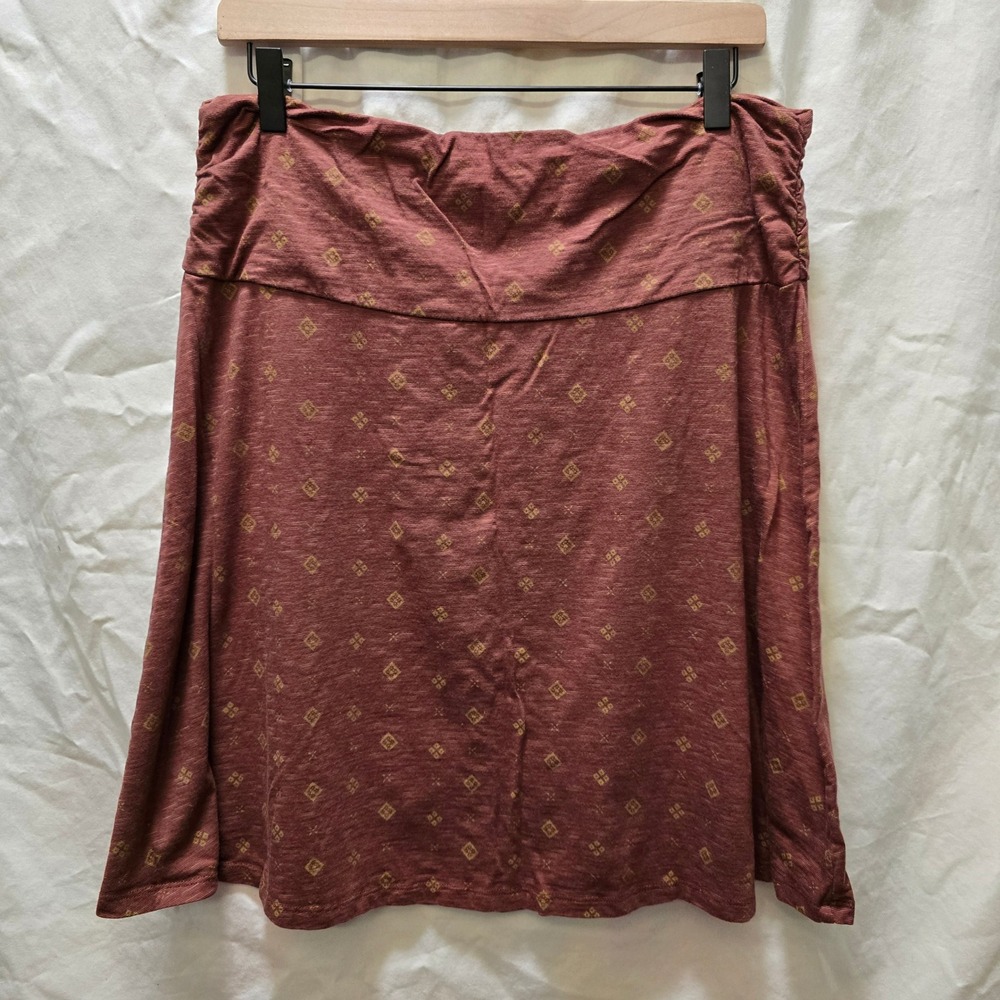 Toad&Co Chaka Skirt Womens XL Red Geometric Pattern Knit Elastic Waist Casual